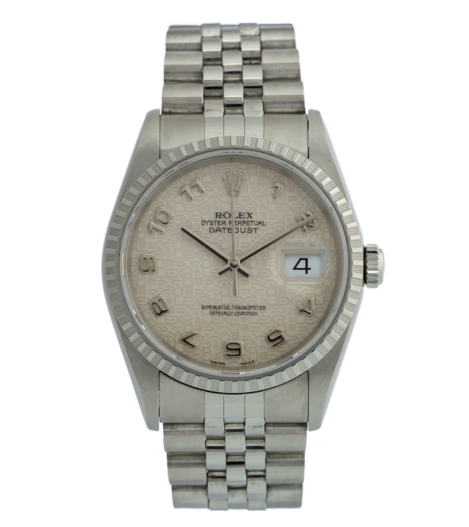Datejust 16220 Silver Dial Arabic Numerals Jubilee 36 mm