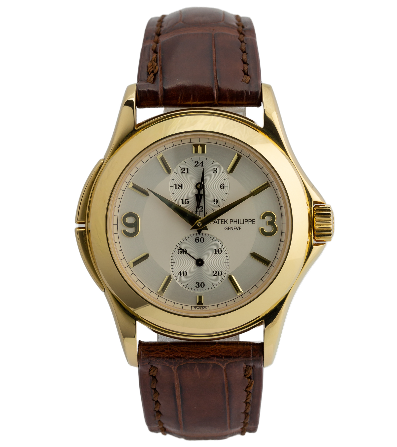 Calatrava Travel Time 5134J Silver Dial 18K Yellow Manual 07/2006 37 mm