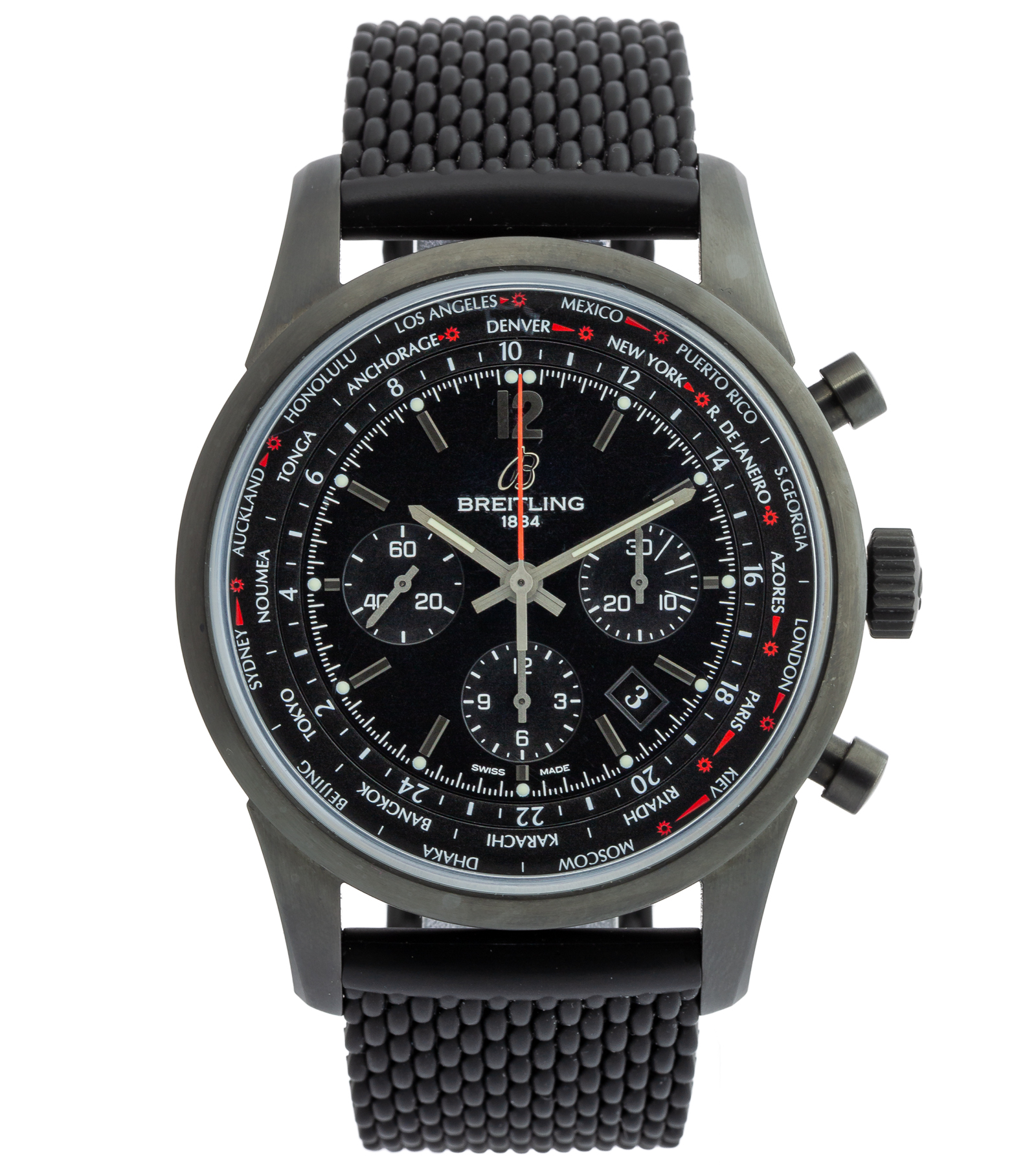 Transocean Unitime Pilot MB0510 Black Steel Limited Edition only 1000 pieces 12/2013 46 mm