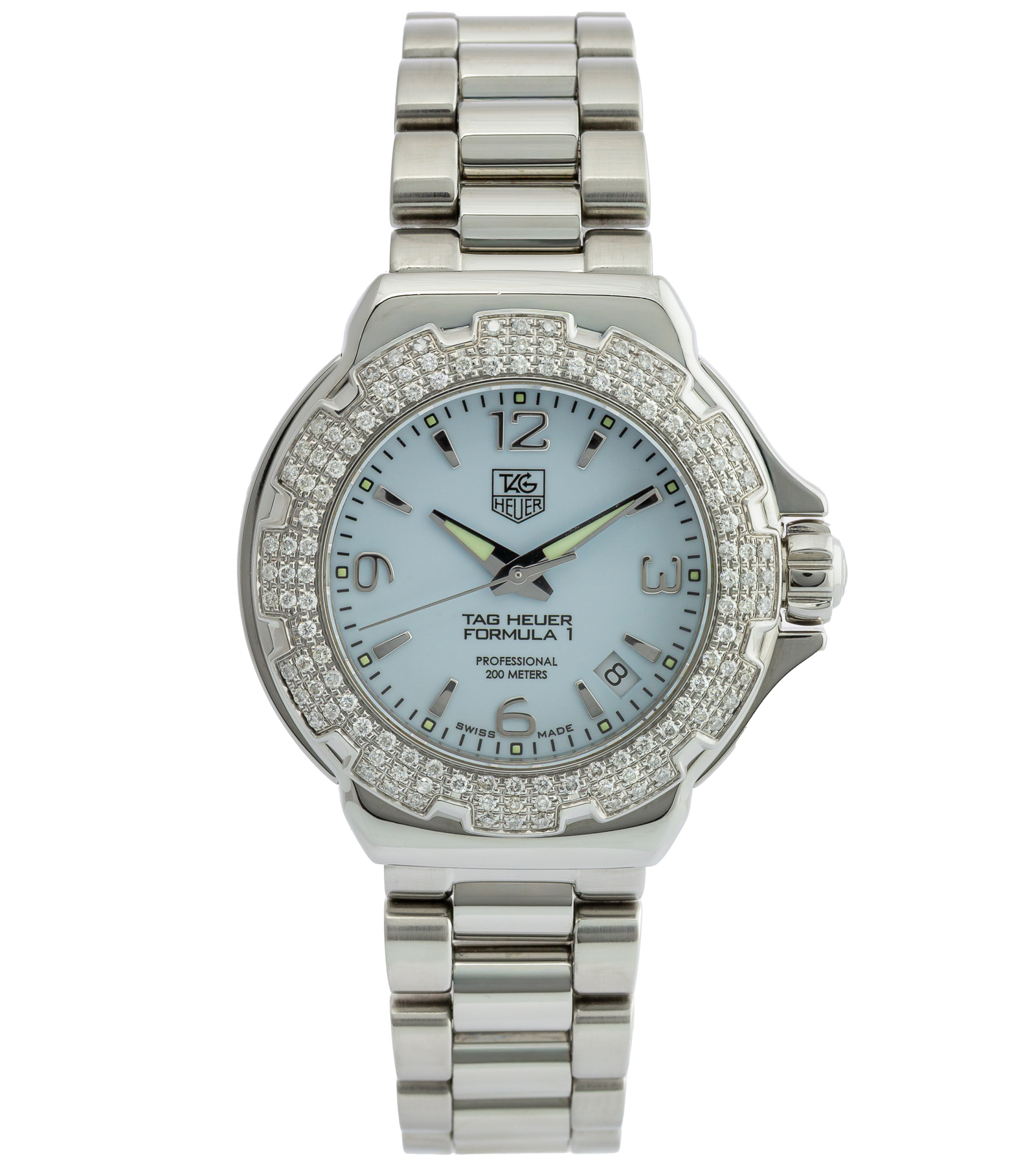 Formula 1 Diamond WAC1215 Mother of Pearl Blue Dial 120 Diamonds Steel 01/2010 37 mm