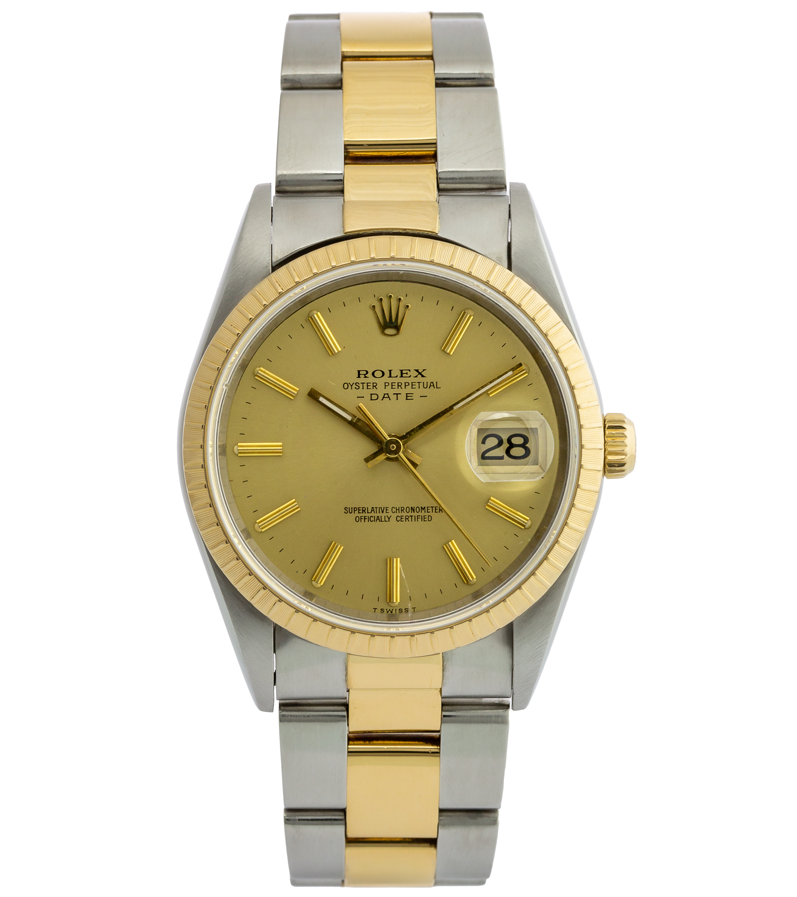 Oyster Perpetual Date 15233 Gold Dial Steel & Yellow Gold Oyster circa 1991 34 mm