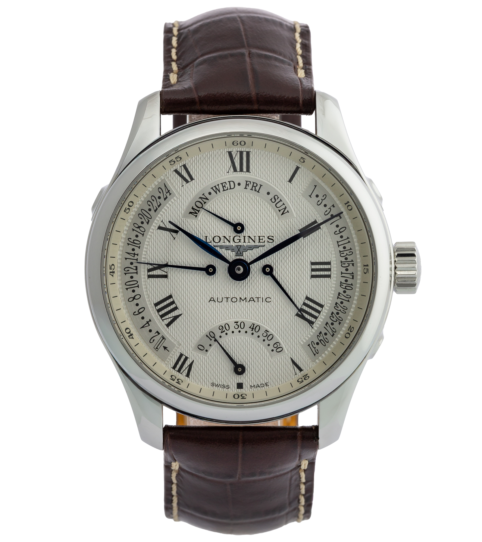Master Collection Retrograde L2.717.4.71.5 Silver Roman Dial Automatic 01/2015 44 mm