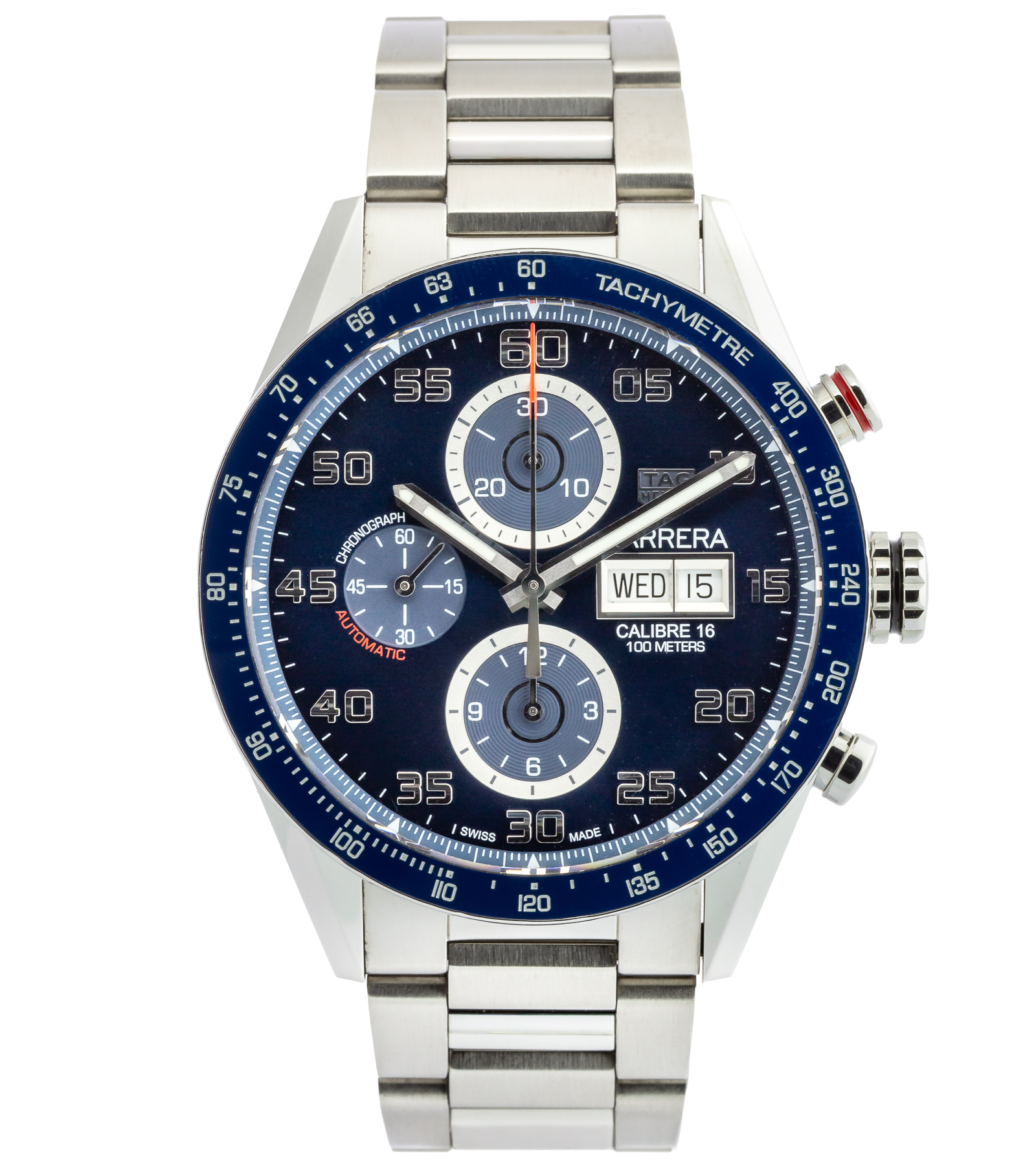 Carrera Calibre 16 Automatic Chronograph Day Date CV2A1V Blue Dial Automatic 05/2019 43 mm