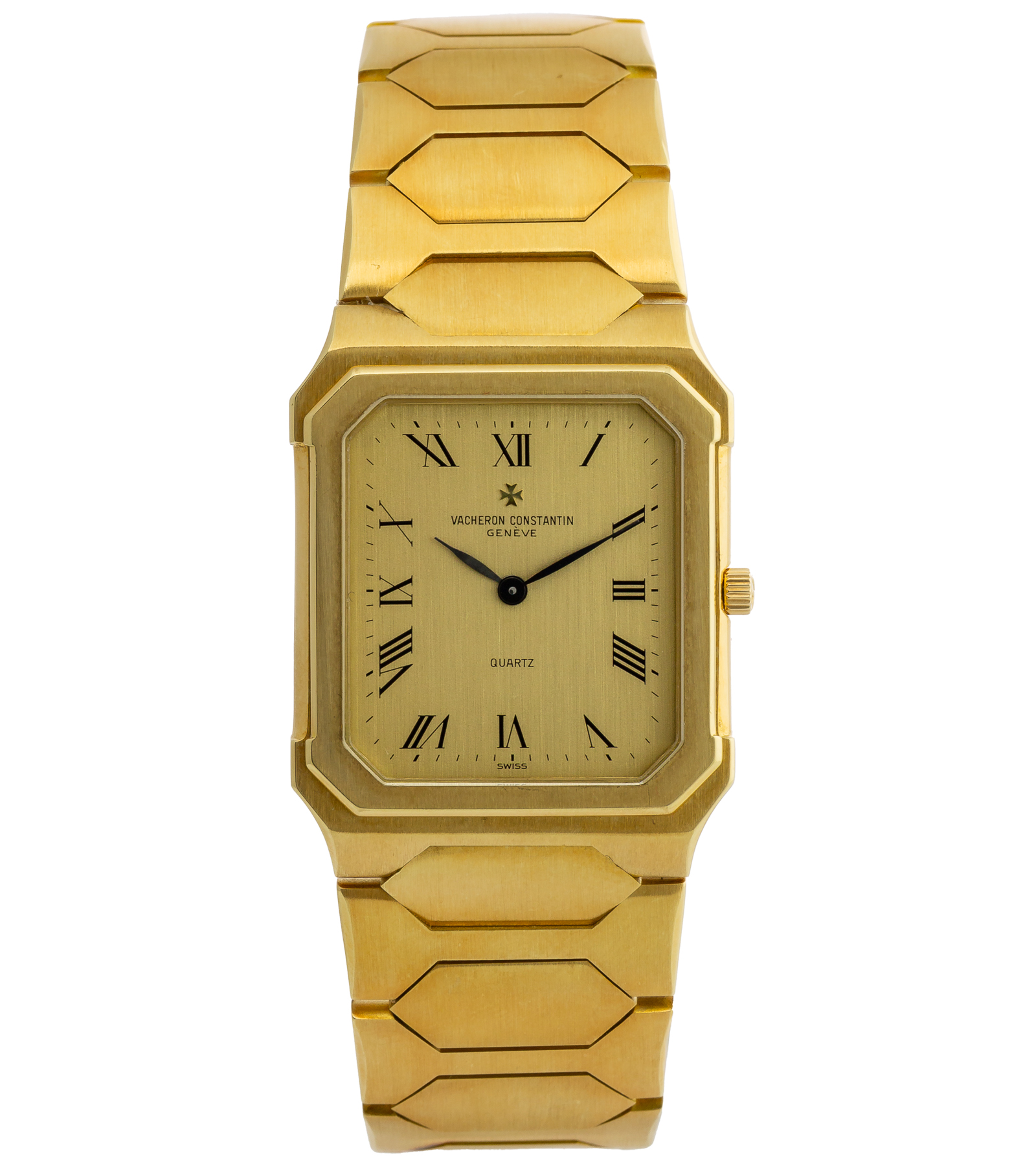 Rectangular 70003 18K Yellow Gold Champagne Dial Quartz 1982 27 × 32 mm