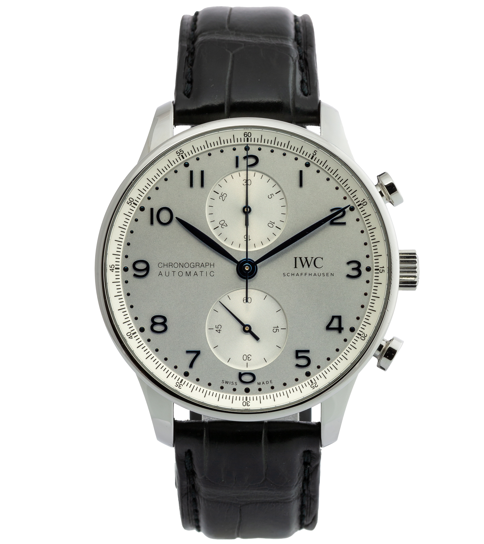 Portugieser Chronograph IW371605 Silver Dial Blue Hands Automatic 03/2022 41 mm