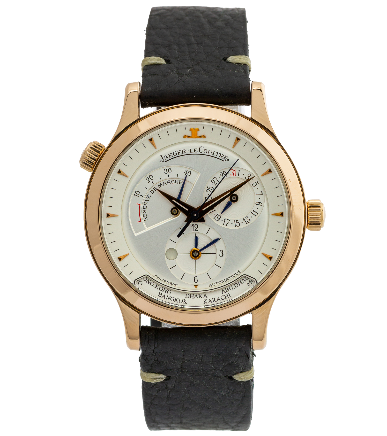 Master Geographic 142.240 Rose Gold Silver Dial Automatic 2001 38 mm