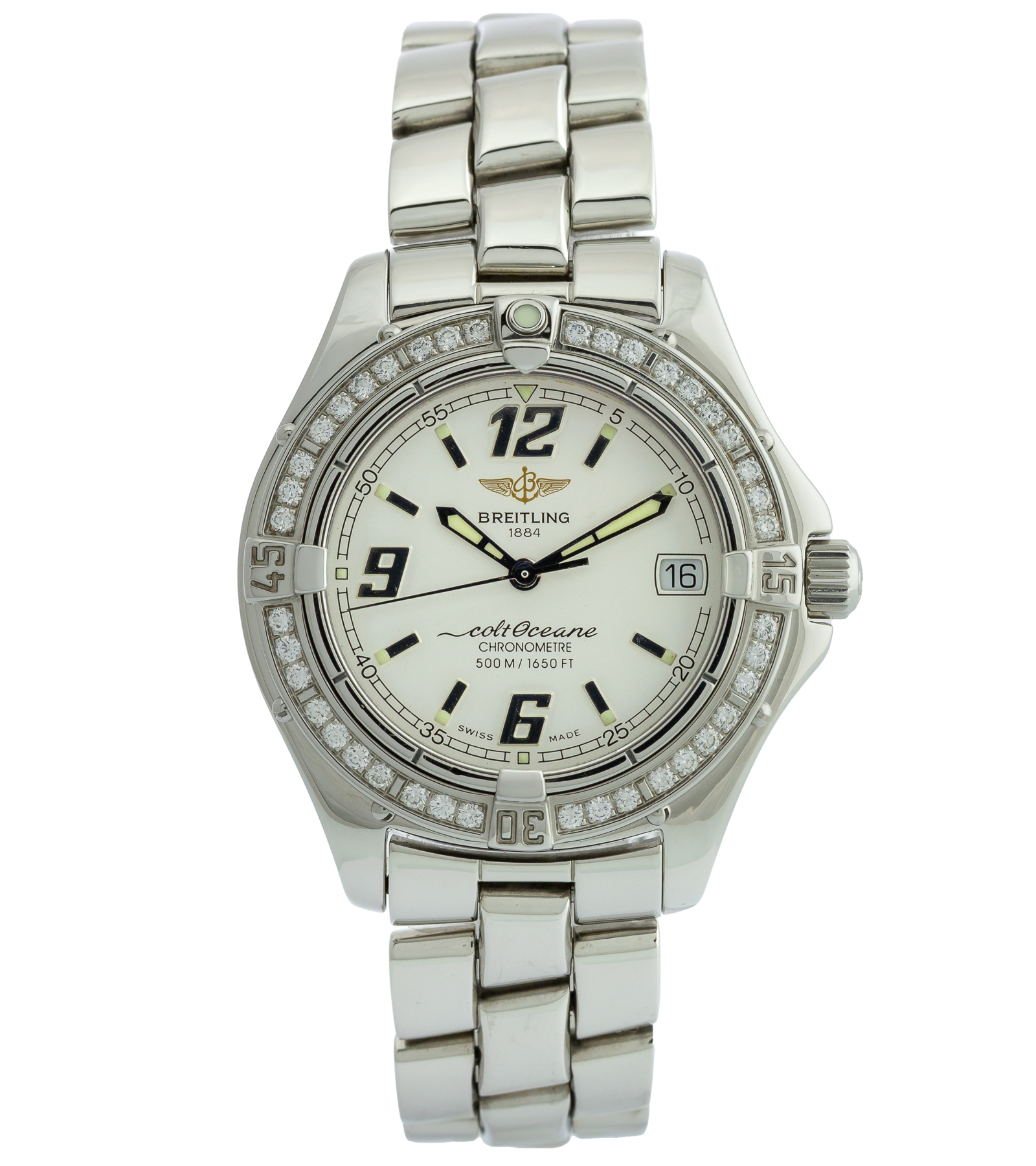 Colt Oceane A57350 Cream Dial Gem-Set Bezel Quartz circa 2000 33 mm
