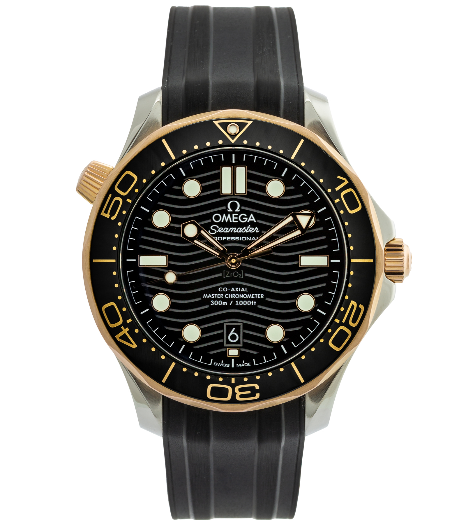 OMEGA Seamaster Diver 300M Black Dial Steel & Gold Rubber Strap